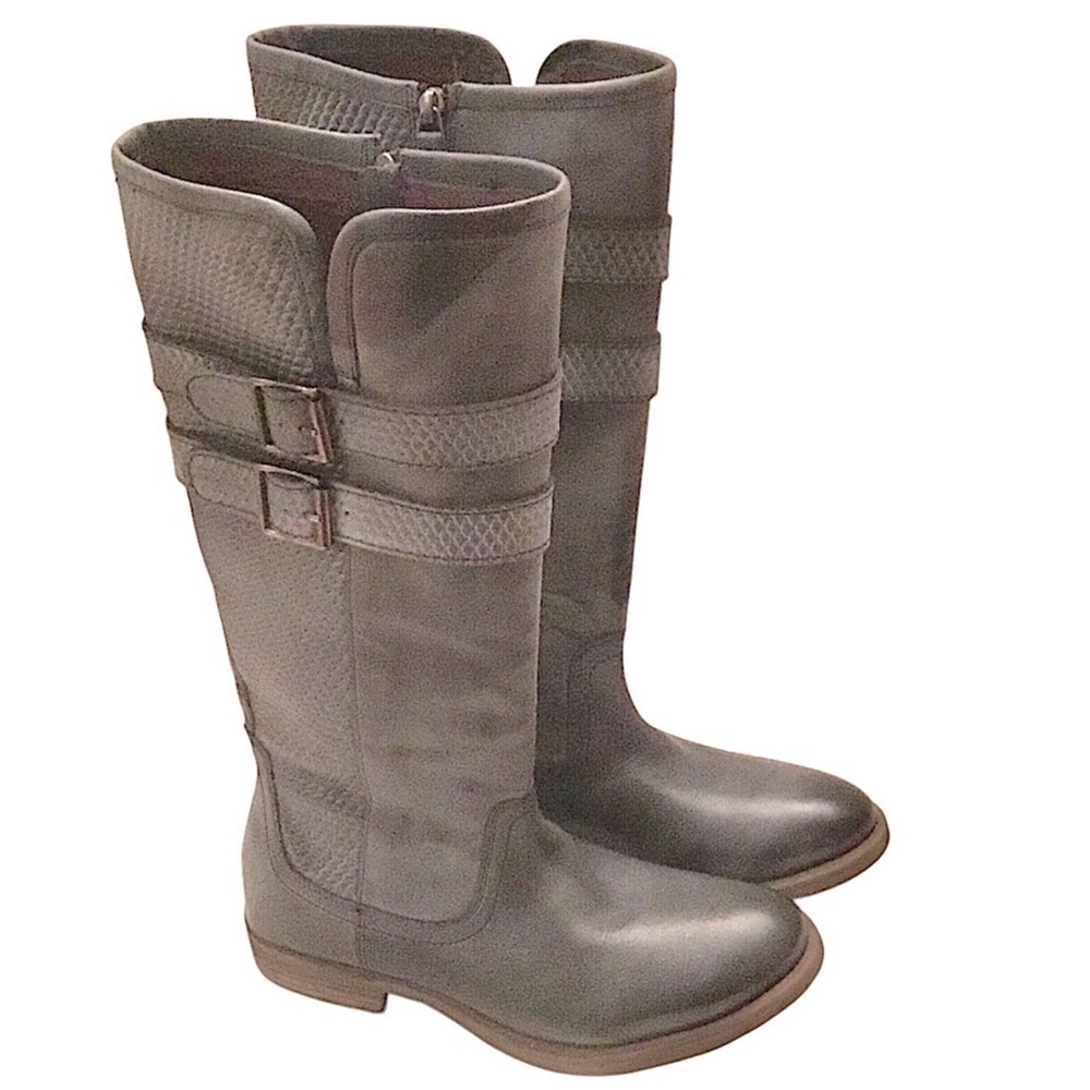 🆕 ROAN Bed Stu DATE Gray Leather Tall Boot Size 8 Side Zip Riding Boot